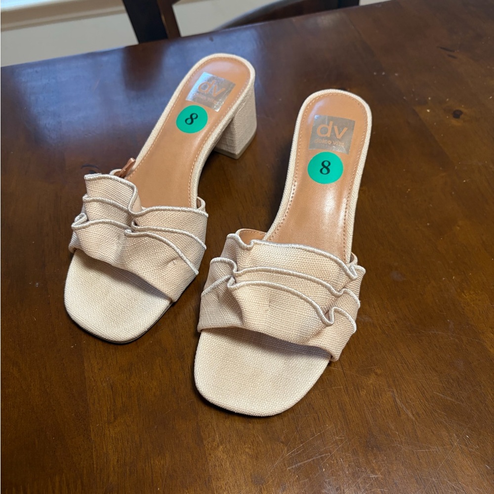 DV by Dolce Vita Women's Tan Ruffle Mules